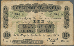 India / Indien: Government Of India 10 Rupees 1903 P. A8, Used With Folds And Stain In Paper, Center - Inde