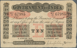 India / Indien: Government Of India 10 Rupees 1917 P. A10 BOMBAY Issue, Used With Folds And Creases, - Inde