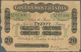 India / Indien: Highly Rare Government Of India 20 Rupees 1899 P. A11, Stronger Used With Folds And - Inde