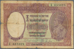 India / Indien: Rare Banknote 50 Rupees P. 9d, Issue CALCUTTA, Portrait KGV, Rare Issue And One Of T - India