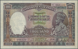 India / Indien: Ultra Rare Condition Banknote Of 1000 Ruppes ND(1928) Portrait KGV P. 12c, CALCUTTA - Inde