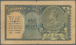 India / Indien: 1 Rupee ND P. 14, KGV Portrait, Used With Stronger Center Fold, Hole At Left And Sta - Inde