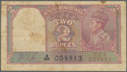 India / Indien: 2 Rupees ND P. 17a, Portrait KGVI Sign. Taylor, Used With Folds And Stain In Paper, - Inde