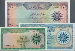 Iraq / Irak: Lot With 3 Banknotes Series ND(1959) With 1/4 Dinar, 1 Dinar And 10 Dinar, P.51b, 53a, - Iraq