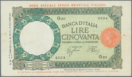 Italian East Africa / Italienisch Ost-Afrika: 50 Lire 1938 P. 1, Pressed But Strong Paper With Origi - Africa Oriental Italiana