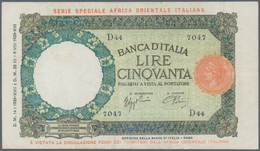 Italian East Africa / Italienisch Ost-Afrika: 50 Lire 1939 P. 1, Light Vertial And Horizontal Folds - Afrique Orientale Italienne