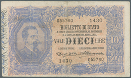 Italy / Italien: 10 Lire 1888 P. 20d, Used With Folds And Stain In Paper, Pressed, No Holes Or Tears - Autres & Non Classés