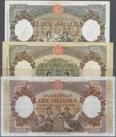 Italy / Italien: Set Of 3 Notes Containing 1000 Lire 1939, 5000 Lire 1953 And 10.000 Lire 1962 P. 56 - Andere & Zonder Classificatie