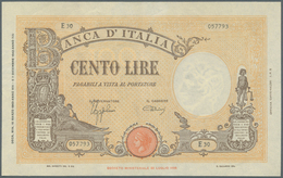 Italy / Italien: 100 Lire 1943 P. 59, Light Center Fold, Pressed But Still Very Strong Paper With Cr - Altri & Non Classificati