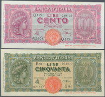 Italy / Italien: Pair With 50 And 100 Lire 1944, P.74, 75a, Both In UNC Condition. (2 Pcs.) - Altri & Non Classificati