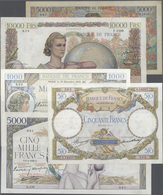 Italy / Italien: Set Of 5 Notes Containing 50 Francs 1933 P. 80 (pressed F), 1000 Francs 1940 P. 96 - Altri & Non Classificati