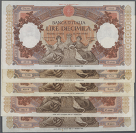 Italy / Italien: Set Of 5 Pcs 10.000 Lire 1948/53/60/61/62 P. 89a,b,c,d, Large Size Note With Beauti - Sonstige & Ohne Zuordnung