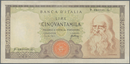 Italy / Italien: 50.000 Lire 1967 P. 99a Leonardo Da Vinci, S/N #P092047G, Used With Light Folds In - Sonstige & Ohne Zuordnung