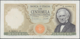 Italy / Italien: 100.000 Lire 1970 P. 100b Manzoni, S/N Z059671Z, Several Folds In Paper, Pressed, R - Sonstige & Ohne Zuordnung