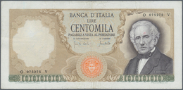 Italy / Italien: 100.000 Lire 1970 P. 100b Manzoni, S/N O075275V, Several Folds And Creases In Paper - Sonstige & Ohne Zuordnung