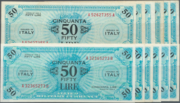 Italy / Italien: Larger Lot Of 13 Notes Allied Military Currency 50 Lire 1943A P. M20, In Conditions - Sonstige & Ohne Zuordnung