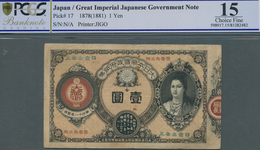 Japan: 1 Yen ND(1881) P. 17, Condition: PCGS Graded 15 Choice Fine. - Japón