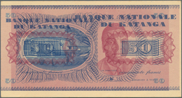 Katanga: Interesting Note Of 50 Francs 1960 P. 7p As Proof Print With Error Print, Back Side Print A - Otros – Africa