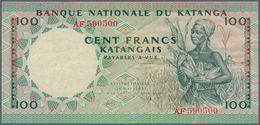 Katanga: 100 Francs Katangais 18.05.1962, P. 12, S/N AF590500, Light Folds And Creases In Paper, No - Other - Africa