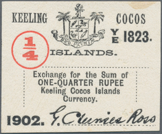 Keeling / Cocos Islands: Set Of 2 Notes Containing 1/4 & 1/10 Rupee 1902 P. S123, S124, Both Unfolde - Autres & Non Classés