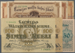 Latvia / Lettland: Set With 7 Banknotes Containing 4 X 25 Rubli 1919 P.5 (2xVG, 2xVF), 50 Rubli 1919 - Lettonia