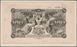 Latvia / Lettland: Reverse Proof For The 100 Latu 1923, P.14p With Border Pieces, Annotations And Pr - Lettonie