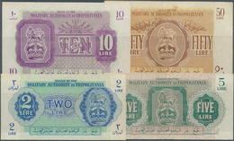 Libya / Libyen: Set Of 4 Notes MILITARY AUTHORITY OF TRIPOLITANIA Containing 2, 5, 10 And 50 Lire ND - Libye