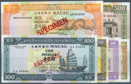 Macau / Macao: Series Of 6 Specimen Notes Containing 10, 20, 50, 100, 500 And 1000 Patacas 1991 Spec - Macao
