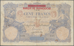 Madagascar: 100 Francs 1926 Provisional Issue On Unissued Banknote Francs 100 Francs 1892 With Ovper - Madagascar