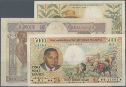 Madagascar: Set Of 3 Notes Containing 100 Francs ND(1937-48) P. 40, Used With Folds In Paper, No Hol - Madagascar