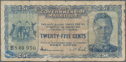 Mauritius: 25 Cents ND(1940) P. 24c, Used With Folds, Borders A Bit Worn, Minor Holes, No Repairs, N - Maurice