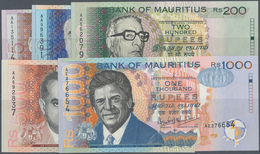 Mauritius: Set Of 5 Different Banknotes Containing 25, 50, 200, 500 & 1000 Rupees 1999 P. 49-54, All - Maurice