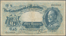 Mauritius: 5 Rupees ND(1930) P. 20, Portrait KGV, S/N C610954, Used With Folds And Creases, Light St - Mauritius