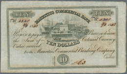 Mauritius: 10 Dollars = 2 Pounds Sterling 1843 P. S122, Used With Folds, Small Holes Caused By The I - Maurice