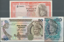 Malaysia: Set Of 3 Notes Containing 10, 20 & 50 Ringgit ND P. 9, 22, 23, 2x Pressed VF And 1x AUNC ( - Malesia