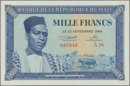 Mali: Banque De La République Du Mali 1000 Francs 1960, P.4, Almost Perfect Condition With A Tiny Di - Mali