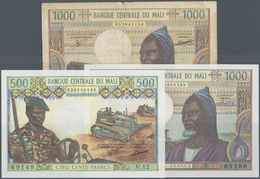 Mali: Set Of 3 Banknotes Containing 500 & 1000 Francs ND P. 12c, 13b, 13c, The First Two In Crisp Or - Mali