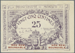 Monaco: Essai Of 25 Centimes 1920 P. 2s, With Inscription "Non Remboursable" And Red Overprint "Essa - Mónaco