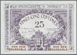 Monaco: Essai Of 25 Centimes 1920 P. 2s, With Inscription "Non Remboursable" And Red Overprint "Essa - Monaco