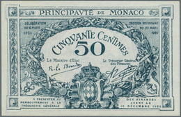 Monaco: 50 Centimes 1920 P. 3 Series A Remainder W/o S/N, Crisp Original Paper, Only Light Handling, - Monaco