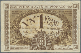 Monaco: 1 Franc 1920 P. 4 Series A, S/N 308919, Used With Folds And Creases, Light Stain In Paper, M - Mónaco