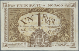 Monaco: 1 Franc 1920 P. 4 Specimen Series B, S/N 12000, Light Handling And A Corner Fold In Paper, C - Monaco