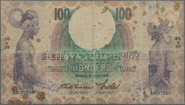 Netherlands Indies / Niederländisch Indien: 100 Gulden 1938 P. 82 In Used Condition With Stronger Fo - Indes Neerlandesas