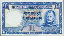 Netherlands / Niederlande: 10 Gulden 1945 Specimen P. 75s, Two Traces Of Paper Clip At Upper Left, C - Autres & Non Classés