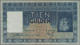 Netherlands / Niederlande: 10 Gulden 1936 P. 49, Light Creases At Left Border, Otherwise Perfect, Co - Autres & Non Classés