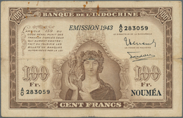 New Caledonia / Neu Kaledonien: 100 Francs 1943 P. 46a, Used With Folds And Lightly Stained Paper, C - Nouméa (Neukaledonien 1873-1985)