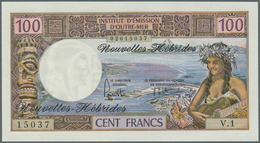 New Hebrides / Neue Hebriden: 100 Francs ND P. 81c, Institut D'Emission D'Outre-Mer With Overprint " - Nueva Hebrides