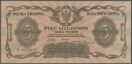 Poland / Polen: 5 Million Marek Polskich 1923, P.38, Rare Note In Nice Condition, Vertically Folded - Pologne