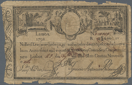 Portugal: 2400 Reis 1798 P. 4, Stronger Used With Strong Folds, Small Holes And Border Tears, Tapes - Portogallo