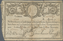 Portugal: 1200 Reis 1799 P. 8, Used With Strong Center And Horizontal Fold, Fixed With Tape On Back, - Portugal